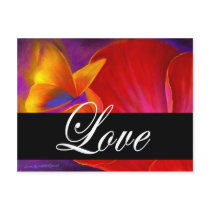 Pink Poppy Flower Butterfly Painting - Multi postcards