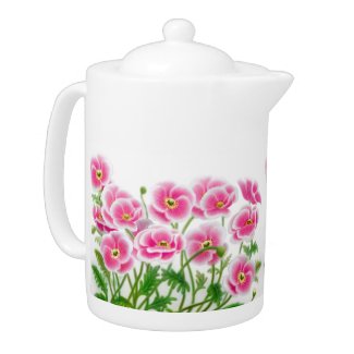 Pink Poppy Garden Teapot teapot