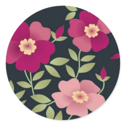 Pink Posies on Black - Sticker sticker