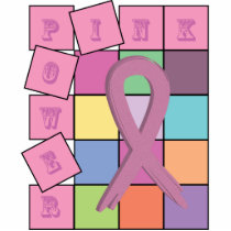 Pink Power Ribbon Breast Cancer Awareness Month gi Acrylic Cut Outs