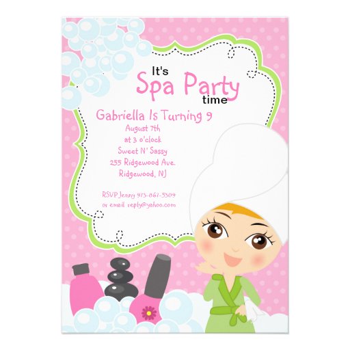 Pink Pretty Girl Spa Birthday Party Invite