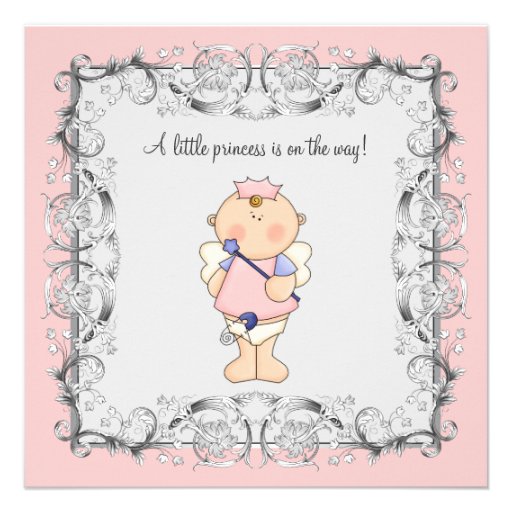 Pink Princess Baby Girl Shower Announcement