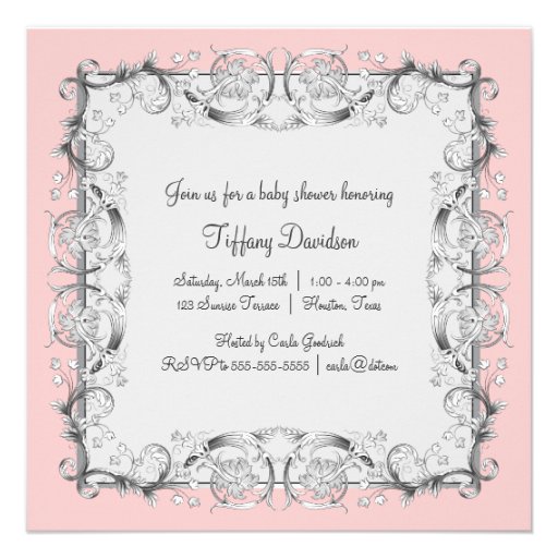Pink Princess Baby Girl Shower Announcement