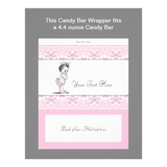 Pink Princess Baby Shower Candy Bar Wrapper Flyer