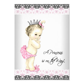 Pink Princess Baby Shower 4.5x6.25 Paper Invitation Card