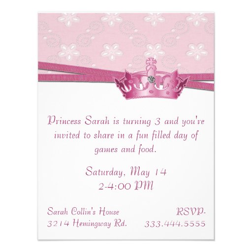 Pink Princess Birthday Invitation