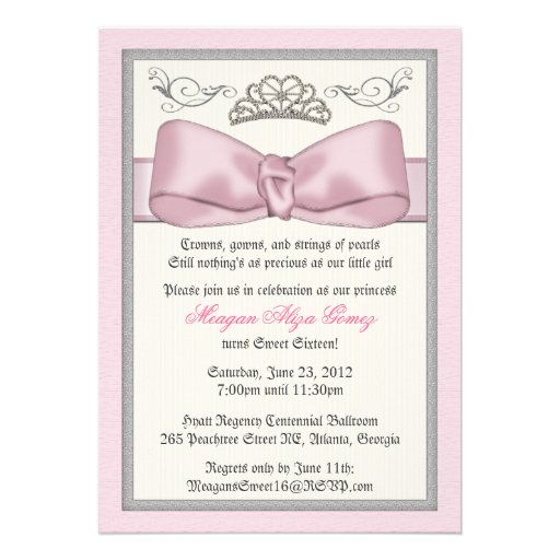 Pink Princess Bowed Invite