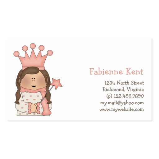 Pink Princess · Brunette Princess Business Card Templates