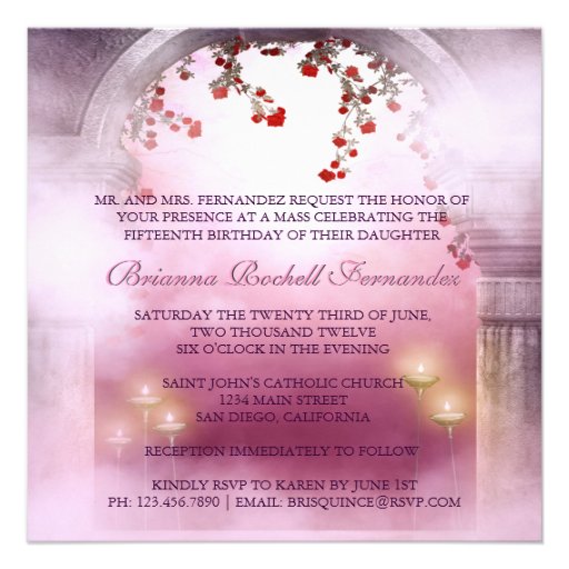 Pink Princess Carriage Enchanted Quinceanera Personalized Invitations