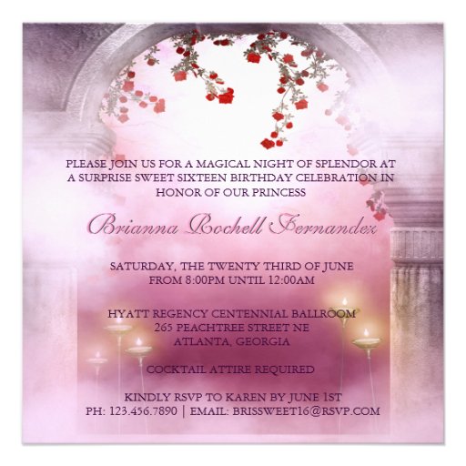 Pink Princess Carriage Enchanted Sweet 16 Invitation