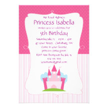 Pink Princess Castle Birthday Custom Invites