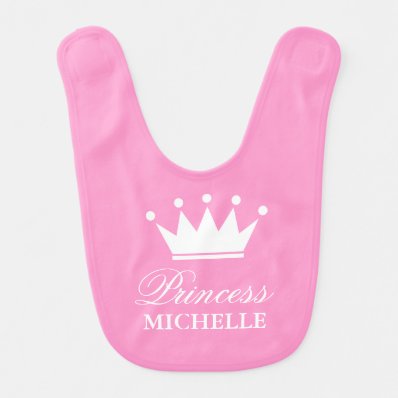 Pink princess crown baby bib for little baby girl