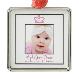 Pink Princess Crown Baby Girl Photo Ornament ornament