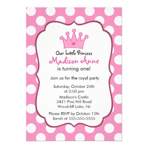 Pink Princess Crown Birthday Party Invitation