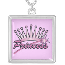 Pink Princess Crown Personalized Necklace
