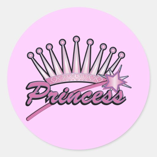 Pink Princess Crown Classic Round Sticker Zazzle