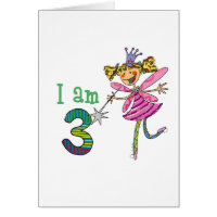 Pink princess fairy age 3 card