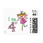 Pink princess fairy postage stamp