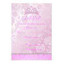 Pink Princess Floral RSVP Personalized Invites