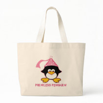 Pink Princess Penguin Tote Bag