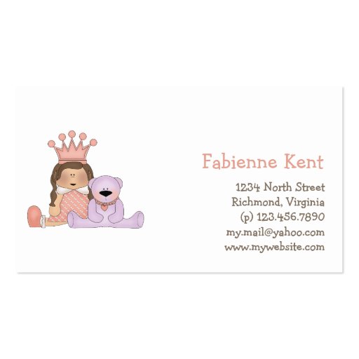 Pink Princess · Princess & Teddy Business Card (front side)