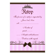 Pink Princess RSVP Custom Announcements