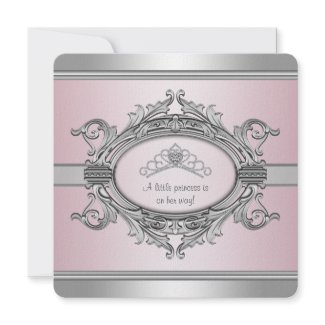 Pink Princess Tiara Princess Baby Girl Shower Custom Announcement