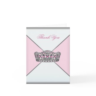 Pink Princess Tiara Thank You Cards card