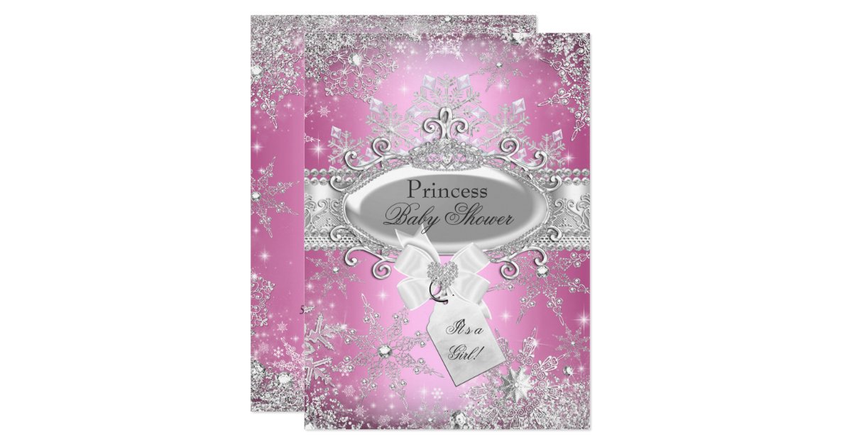 Pink Princess Winter Wonderland Baby Shower Invite | Zazzle