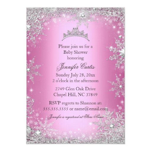 Pink Princess Winter Wonderland Baby Shower Invite