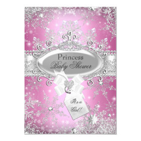 Pink Princess Winter Wonderland Baby Shower Invite 4.5