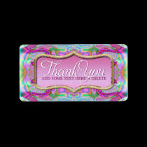 Pink Psychedelic Thank You Sticker Labels labels