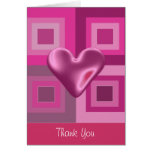 Pink Puffy Heart Thank You Greeting Card
