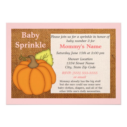 Pink Pumpkin Fall Baby Sprinkle Invitation