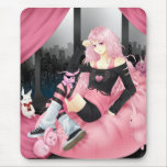 Pink punk anime girl mousepad