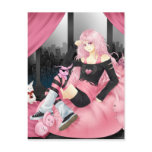 Pink punk anime girl post card