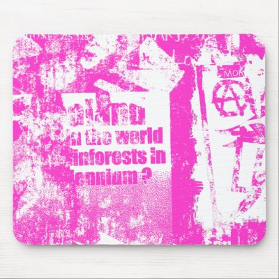 Pink Punk Collage Mouse Pad by Artamatik