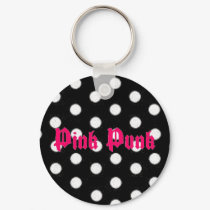 Pink Punk Polka Dot Keychain by Diva380 Pink Punk Polka Dot Keychain