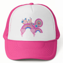 Pink Punk Rainbow Stars and Spirals hats by doonidesigns Pink Punk Rainbow Stars and Spirals hats