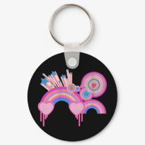 Pink Punk Rainbow Stars and Spirals keychains