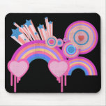 Pink Punk Rainbow Stars and Spirals Mouse Pad