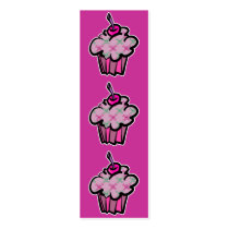 pink punk skull crossbones cupcake bookmark business cards