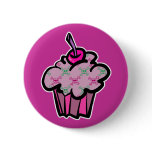 pink punk skull crossbones cupcake buttons