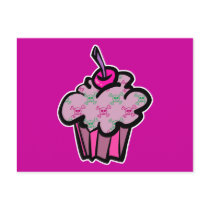 pink punk skull crossbones cupcake postcards