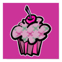 pink punk skull crossbones cupcake posters