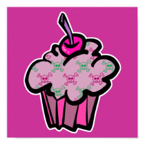pink punk skull crossbones cupcake posters