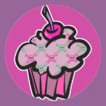 pink punk skull crossbones cupcake