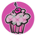pink punk skull crossbones cupcake stickers