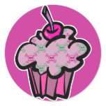pink punk skull crossbones cupcake stickers