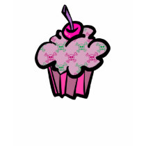 pink punk skull crossbones cupcake t-shirts